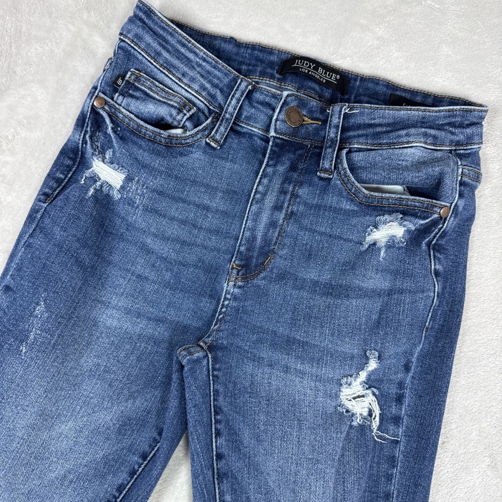 Judy Blue Medium Blue Distressed Boot Cut Jeans